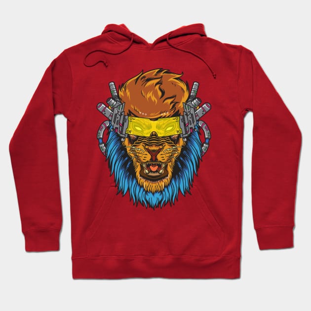 cyperpunk realistic lion Hoodie by Mako Design 